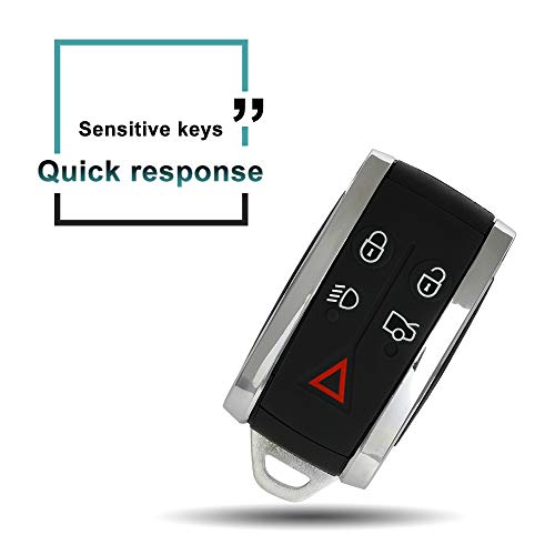 SELEAD Flip Key Fob 5 Buttons Keyless Entry Remote SHELL CASE fit 2009-2013 for Jaguar XF 2010 for Jaguar XJ8 2006-2010 for Jaguar XK8 2006-2014 for Jaguar XKR 2014-2015 XK KR55WK45694 1pc