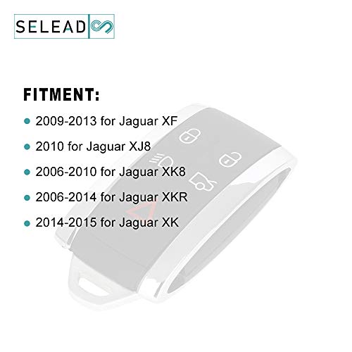 SELEAD Flip Key Fob 5 Buttons Keyless Entry Remote SHELL CASE fit 2009-2013 for Jaguar XF 2010 for Jaguar XJ8 2006-2010 for Jaguar XK8 2006-2014 for Jaguar XKR 2014-2015 XK KR55WK45694 1pc