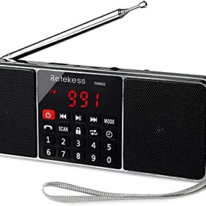 Retekess TR602 Digital Radios, Radios Portable AM FM, Stereo Rechargeable Radio Supports Bluetooth TF USB Port, Sleep Timer and Hand-Free for Home or Outdoor