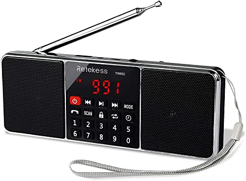 Retekess TR602 Digital Radios, Radios Portable AM FM, Stereo Rechargeable Radio Supports Bluetooth TF USB Port, Sleep Timer and Hand-Free for Home or Outdoor