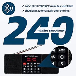 Retekess TR602 Digital Radios, Radios Portable AM FM, Stereo Rechargeable Radio Supports Bluetooth TF USB Port, Sleep Timer and Hand-Free for Home or Outdoor