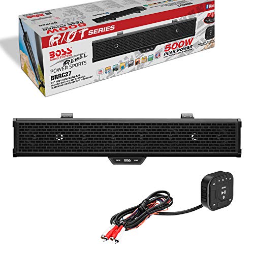 BOSS Audio Systems BRRC27 27 Inch ATV UTV Sound Bar - IPX5 Weatherproof, 3 Inch Speakers, 1 Inch Tweeters, Built-in Amplifier, Bluetooth&Dome Lights, Easy Installation for 12 Volt Vehicles