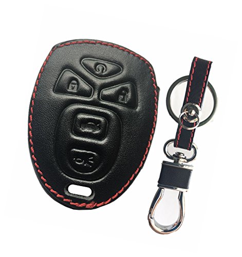 KAWIHEN Leather Key Fob Cover Compatible with Buick Cadillac Chevrolet Chevy GMC Pontiac Saturn KOBGT04A OUC60270 OUC60221 22733524 15913415