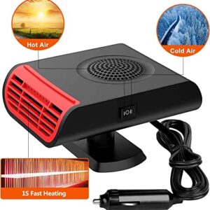 Car Heater,Upgrade Fast Heating Defrost Defogger, 2 in1 Fast Heating or Cooling Fan, Outlet Plug in Cigarette Lighte,12V Automobile Windscreen Fan for All Cars Portable Electronic Car Auto Heater