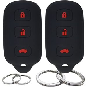 2pcs silicone 4 buttons key fob cover remote case keyless protector compatible with toyota corolla camry avalon 4runner matrix sequoia sienna solara lexus es300 ls400 sc300 sc400 pontiac vibe