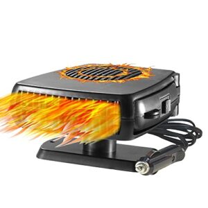car heater fan 12v 150w car defroster, 2 in 1 portable vehicle electronics car windshield defogger – fast heating & cooling fan, black, 1 pack