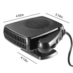 Car Heater Fan 12V 150W Car Defroster, 2 in 1 Portable Vehicle Electronics Car Windshield Defogger - Fast Heating & Cooling Fan, Black, 1 Pack