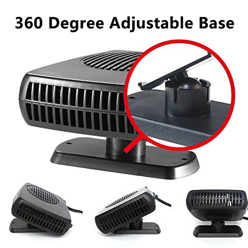 Car Heater Fan 12V 150W Car Defroster, 2 in 1 Portable Vehicle Electronics Car Windshield Defogger - Fast Heating & Cooling Fan, Black, 1 Pack