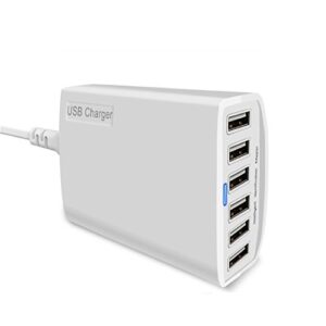 usb charger, civie high speed 60w multiport usb charger 6-port usb desktop charger station hub with powersmart technology for smartphone, iphone, samsung, huawei, ipad, table and more