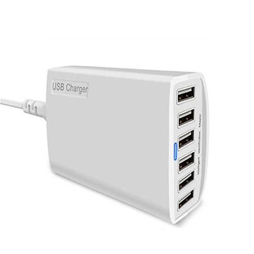 USB Charger, CIVIE High Speed 60W Multiport USB Charger 6-Port USB Desktop Charger Station Hub with PowerSmart Technology for Smartphone, iPhone, Samsung, Huawei, Ipad, Table and More