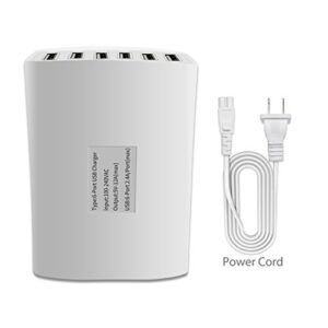 USB Charger, CIVIE High Speed 60W Multiport USB Charger 6-Port USB Desktop Charger Station Hub with PowerSmart Technology for Smartphone, iPhone, Samsung, Huawei, Ipad, Table and More