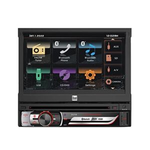 dual electronics dv712 7″ multimedia touch screen single din car stereo receiver, siri/google voice assist, bluetooth, cd/dvd, usb and microsd inputs