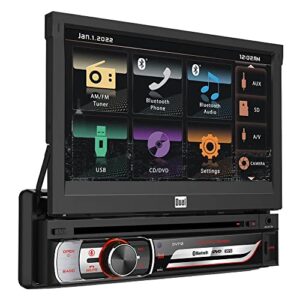 Dual Electronics DV712 7" Multimedia Touch Screen Single DIN Car Stereo Receiver, Siri/Google Voice Assist, Bluetooth, CD/DVD, USB and microSD Inputs