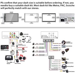 Double Din Car Stereo with Voice Control CarPlay, Bluetooth, Mirror Link, 7 Inch Full HD Capacitive Touchscreen, Backup Camera, Subw, Steering Wheel Control, USB/TF, FM/AM Car Radio Receiver