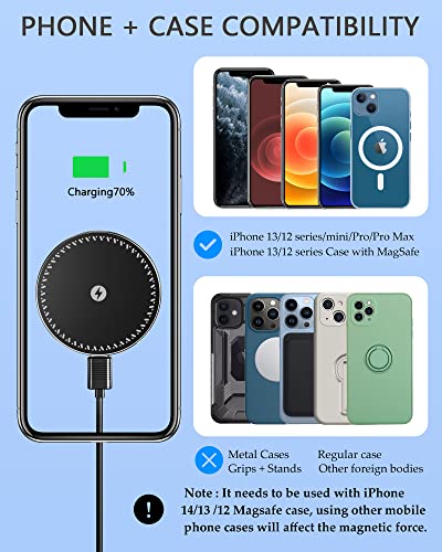 KOWUSU 15W Compatible for MagSafe Car Mount Charger, Magnetic Wireless Car Charger, Fast Charging Auto-Alignment Air Vent Phone Holder for iPhone 14/13/12/Pro/Max/Mini/MagSafe Case