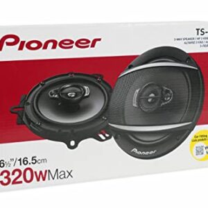 Pioneer TS-A1676R A Series 6.5 inch 320 Watts Max 3-Way Car Speakers Pair with Multilayer Mica Matrix Cone Design,black