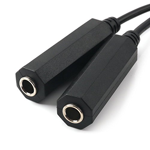 NANYI 3.5mm Male Stereo TRS to Two 6.35mm (1/4 inch) TS Female Stereo Breakout Cable, Y Splitter Adapter Cable 1FT / 0.3M