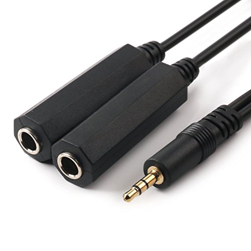 NANYI 3.5mm Male Stereo TRS to Two 6.35mm (1/4 inch) TS Female Stereo Breakout Cable, Y Splitter Adapter Cable 1FT / 0.3M