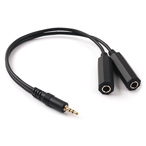 NANYI 3.5mm Male Stereo TRS to Two 6.35mm (1/4 inch) TS Female Stereo Breakout Cable, Y Splitter Adapter Cable 1FT / 0.3M