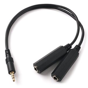 NANYI 3.5mm Male Stereo TRS to Two 6.35mm (1/4 inch) TS Female Stereo Breakout Cable, Y Splitter Adapter Cable 1FT / 0.3M