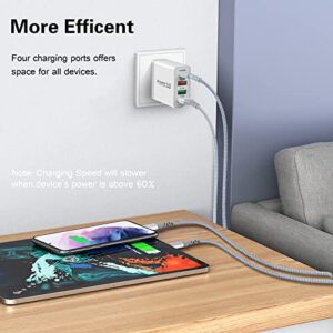 35W USB C Wall Charger with 2 Pack 6ft Type C Cable Boxeroo 2-Pack 4Port Fast Charging Wall Charger Block Plug Adapter Samsung Galaxy S22 Ultra S21 S20 S10 Pixel 6/5/4