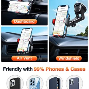 VANMASS [Upgraded] Car Phone Mount [Anti-Slip Soft Silicone & Powerful Suction] Dashboard Windshield Universal Cellphone Holder car, Compatible with iPhone 14 13 12 11 Pro Max(Red)