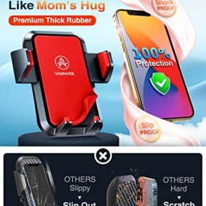 VANMASS [Upgraded] Car Phone Mount [Anti-Slip Soft Silicone & Powerful Suction] Dashboard Windshield Universal Cellphone Holder car, Compatible with iPhone 14 13 12 11 Pro Max(Red)