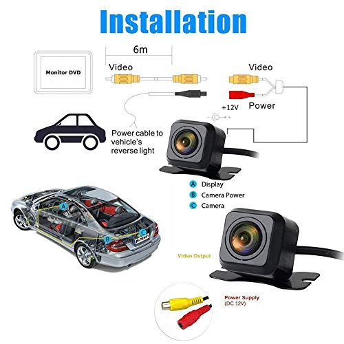 Wekttznol HD Night Visions Waterproof Vehicle Backup Camera, Car Rear View Camera 170° Wide Angle Reversing Parking Camera