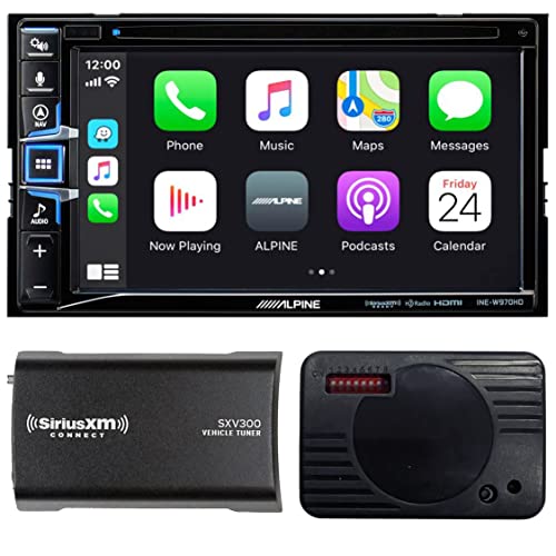 Alpine INE-W970HD, 6.5" GPS / Multimedia Receiver Compatible w/ Apple CarPlay & Android Auto - Includes Steering Wheel Interface & SXV300V1 Tuner Bundle