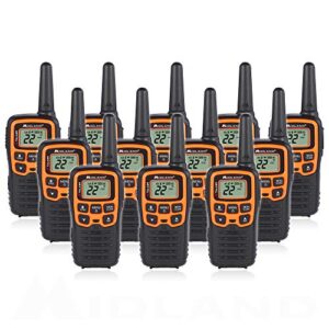 midland t51vp3 22 channel frs walkie talkie – up to 28 mile range two-way radio – orange/black (pack of 12)