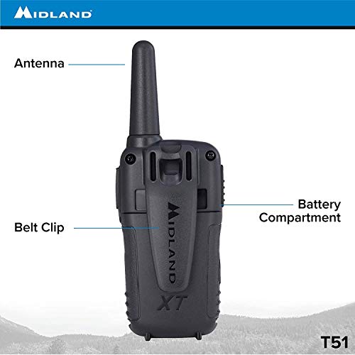 Midland T51VP3 22 Channel FRS Walkie Talkie - Up to 28 Mile Range Two-Way Radio - Orange/Black (Pack of 12)