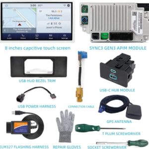 ZAORD 2022 Sync 2 to Sync 3 Upgrade Kit Compatible with Ford F-150 & Lincoln,SYNC3.4 MyFord Touch/Support Carplay,8 Inch Screen,USB-C hub,APIM Module,Shipped from The U.S