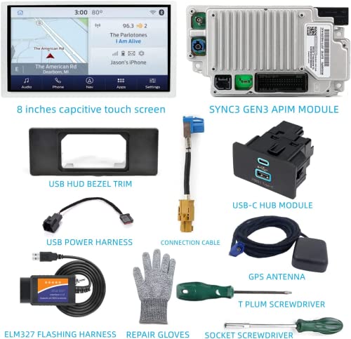 ZAORD 2022 Sync 2 to Sync 3 Upgrade Kit Compatible with Ford F-150 & Lincoln,SYNC3.4 MyFord Touch/Support Carplay,8 Inch Screen,USB-C hub,APIM Module,Shipped from The U.S