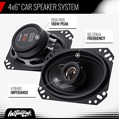 Install Link 4x6 Inch Car Speaker System, Two-Way