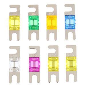 sigandg mini anl fuse 20a, 30a, 40a, 60a, 80a, 100a, 120a, 150a for car marine audio video system electronics fuse（8 pieces）