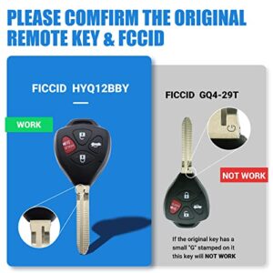 Pilida Keyless Entry Remote Replacement Key Fob Control Compatible with Toyota 4Runner Rav4 Yaris HYQ12BBY Not G