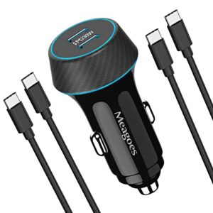 meagoes dual 30w usb c car charger, super fast charging compatible for samsung galaxy s23 plus/ultra/s22/s21/s20 fe/note 20/10/google pixel 7, cigarette lighter phone adapter – 2x 3.3ft type c cord