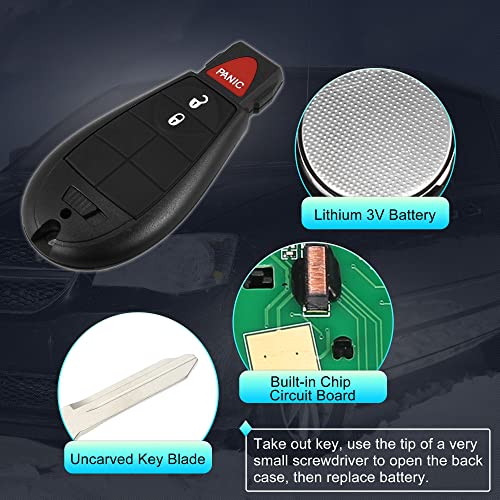 X AUTOHAUX Replacement Keyless Entry Remote Car Key Fob M3N5WY783X 433Mhz for Dodge Grand Caravan Challenger Charger Durango for Ram 3 Button with Door Key