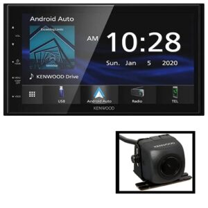 kenwood dmx4707s 6.8″ capacitive touch screen digital multimedia receiver with apple carplay & android auto (does not play cds) | plus kenwood cmos-130 rearview camera with universal mounting hardware