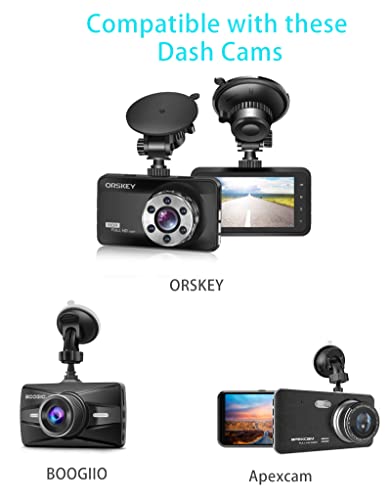 Glucrean Dash Cam Mount Compatible with ORSKEY / BOOGIIO / Apexcam / Ajvvf Dashcam, Suction Cup Mount Easy to Install and Use, Strong Suction Power Hight Durability and Removeable 2 Pcs