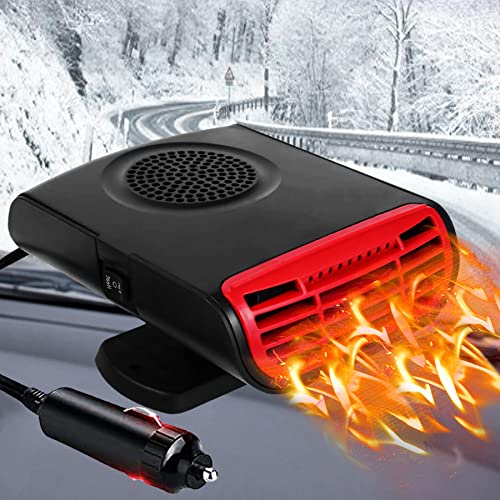 Car Heater,12V 150W Portable Car Heater Defroster Fans, 2 in 1 Heating & Cooling Fast Heating Defrost Defogger with Plug in Cigarette Lighter, Window Defroster for Car, SUV, Jeeps, Trucks, Black