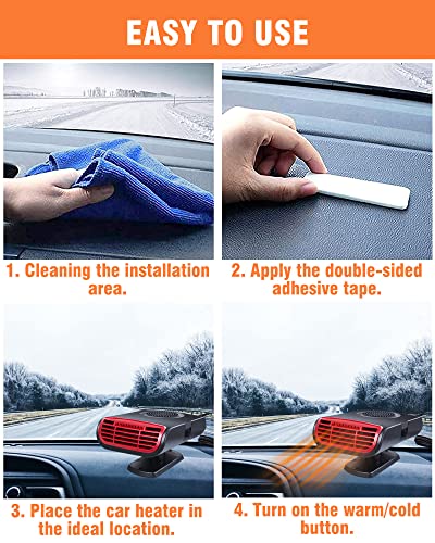 Car Heater,12V 150W Portable Car Heater Defroster Fans, 2 in 1 Heating & Cooling Fast Heating Defrost Defogger with Plug in Cigarette Lighter, Window Defroster for Car, SUV, Jeeps, Trucks, Black