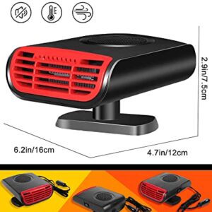 Car Heater,12V 150W Portable Car Heater Defroster Fans, 2 in 1 Heating & Cooling Fast Heating Defrost Defogger with Plug in Cigarette Lighter, Window Defroster for Car, SUV, Jeeps, Trucks, Black