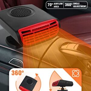 Car Heater,12V 150W Portable Car Heater Defroster Fans, 2 in 1 Heating & Cooling Fast Heating Defrost Defogger with Plug in Cigarette Lighter, Window Defroster for Car, SUV, Jeeps, Trucks, Black