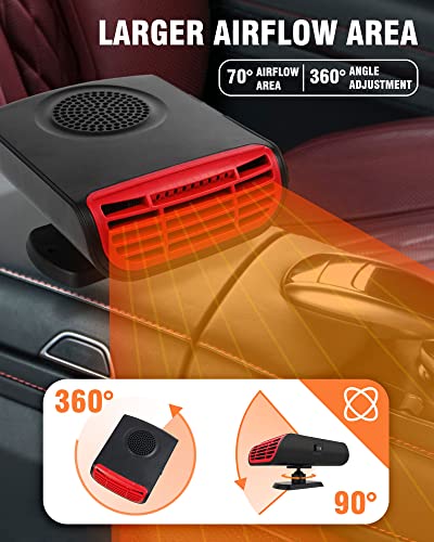 Car Heater,12V 150W Portable Car Heater Defroster Fans, 2 in 1 Heating & Cooling Fast Heating Defrost Defogger with Plug in Cigarette Lighter, Window Defroster for Car, SUV, Jeeps, Trucks, Black