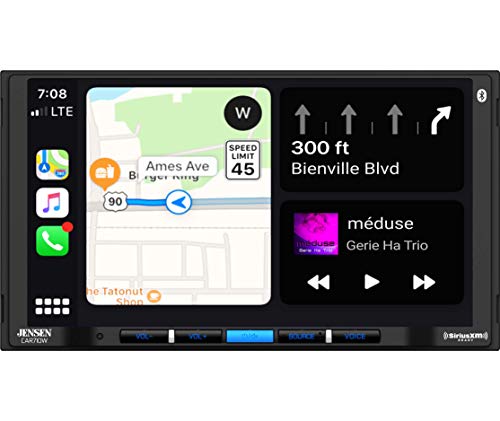 Jensen CAR710W 7” Mechless Multimedia Receiver with Wireless Apple CarPlay l Supports Android Devices l SiriusXM-Ready l Built-in Bluetooth