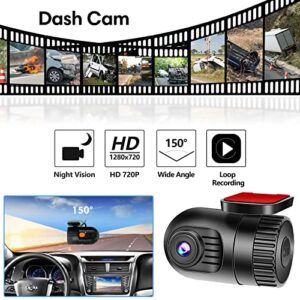 7" Double Din Car Stereo with Dash Cam, Supporting Carplay, Android Auto, Bluetooth, AHD Backup Camera, Full HD Touchscreen, Mirror Link, Subw, USB/TF/AUX, AM/FM Car Radio