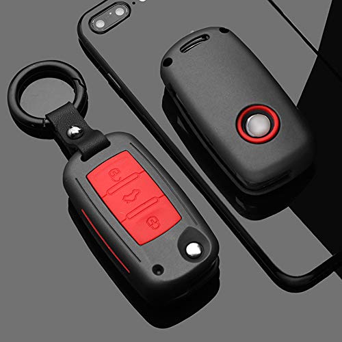 SANRILY 1 Pcs Flip Key Cover Case for Volkswagen Jetta Passat Golf Beetle GTI Tiguan EOS Keyless Keychain Holder Stylish ABS Plastic Full Protection Key Shell Black