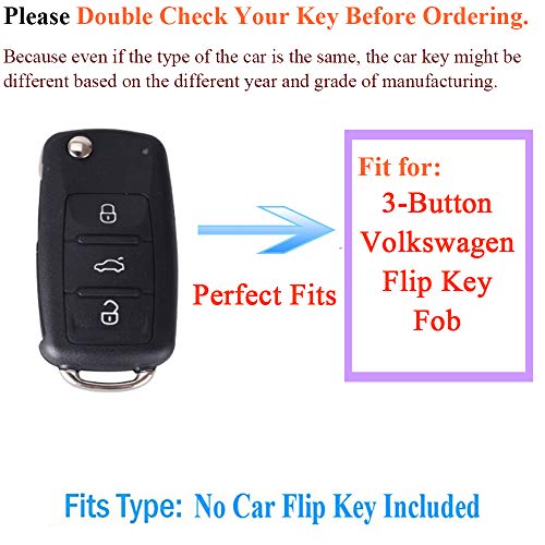 SANRILY 1 Pcs Flip Key Cover Case for Volkswagen Jetta Passat Golf Beetle GTI Tiguan EOS Keyless Keychain Holder Stylish ABS Plastic Full Protection Key Shell Black