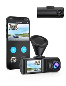 dual dash cam, dash cam 2k front and 1080p cabin dash camera, 2.5k 2560x1440p@60fps single front, dual sensor, infrared night vision, app control, 24hr parking mode, built-in gps, vd009